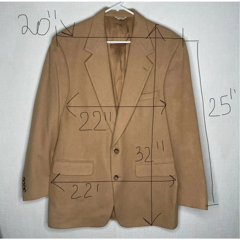 Bill Blass Men’s 42L Camel Hair‎ Blazer Tan Beige Sport Coat Jacket Two 2 Button